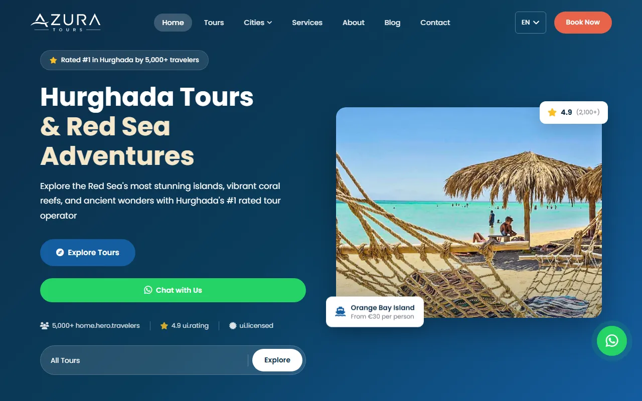 Azura Tours website